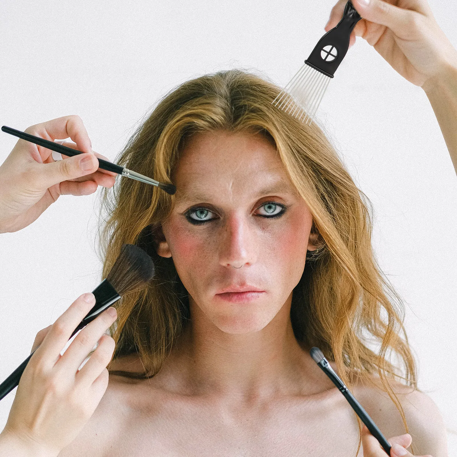 

6Pcs Steel Pin Afro Twisted Hair Pick Comb ABS Stainless Salon Hair Styling Braid Detangling Afro Comb for Men