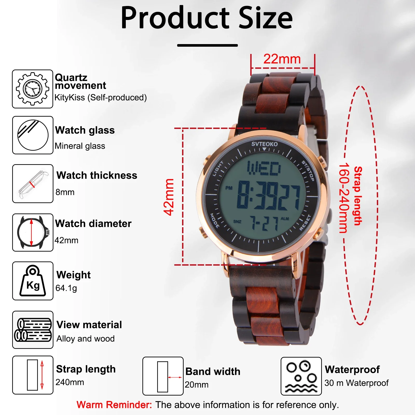 KityKiss new ultra-thin high-definition electronic wooden watch for men and women, fashionable universal couple watch gift