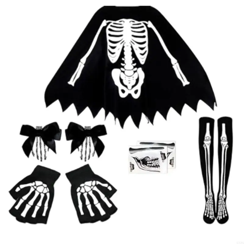 Kit Squelette – Cape, Gants et Barrettes – photo 2