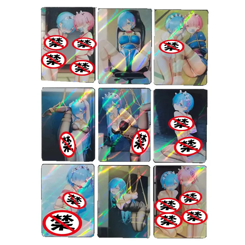 9Pcs/set Homemade Anime Cards ACG Re: Life in A Different World From Zero Rem Ram Sexy Nude Cards Toy Gifts Game Collection Card