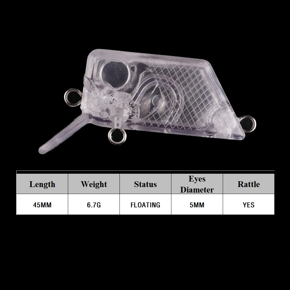 Chan’sHuang 30PCS Unpainted Blanks Bait 4.5cm/6.7g  Floating Rattle Cube Crankbait DIY Handmade Artificial Fishing Lure
