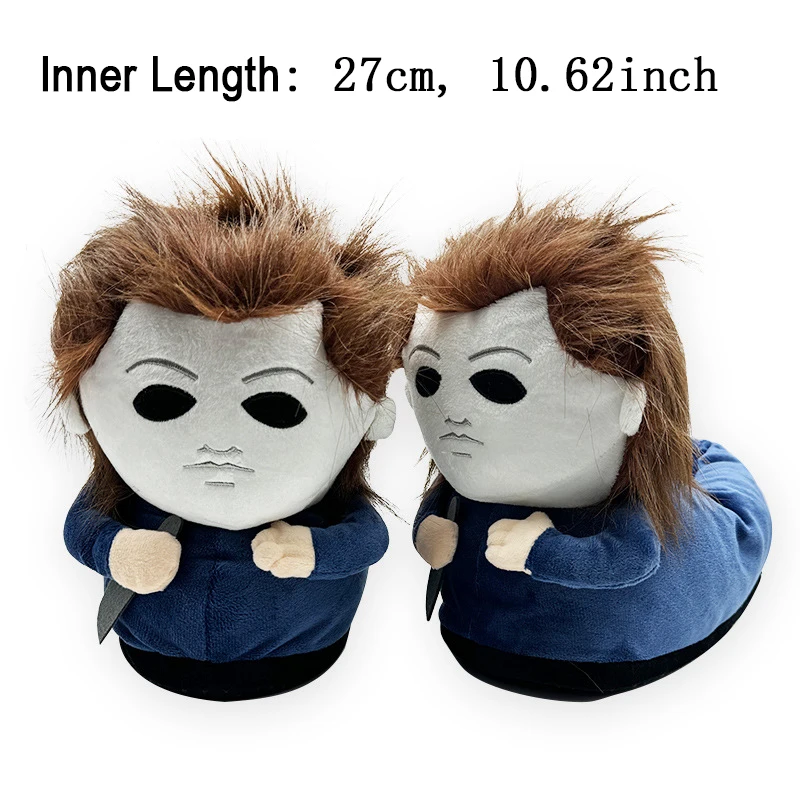 Divertenti pantofole invernali in peluche Michael Cosplay Myers gioco di ruolo Decor coppia scarpe da casa film Halloween uccide i regali di festa di fantasia