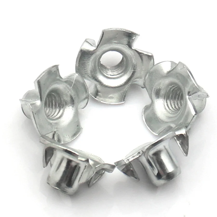 10pcs Carbon Steel Zinc Plated Four Claw Nut Prong Stamped Press Nuts Anti-Rotation Fastener M3 M4 M5 M6 M8 M10