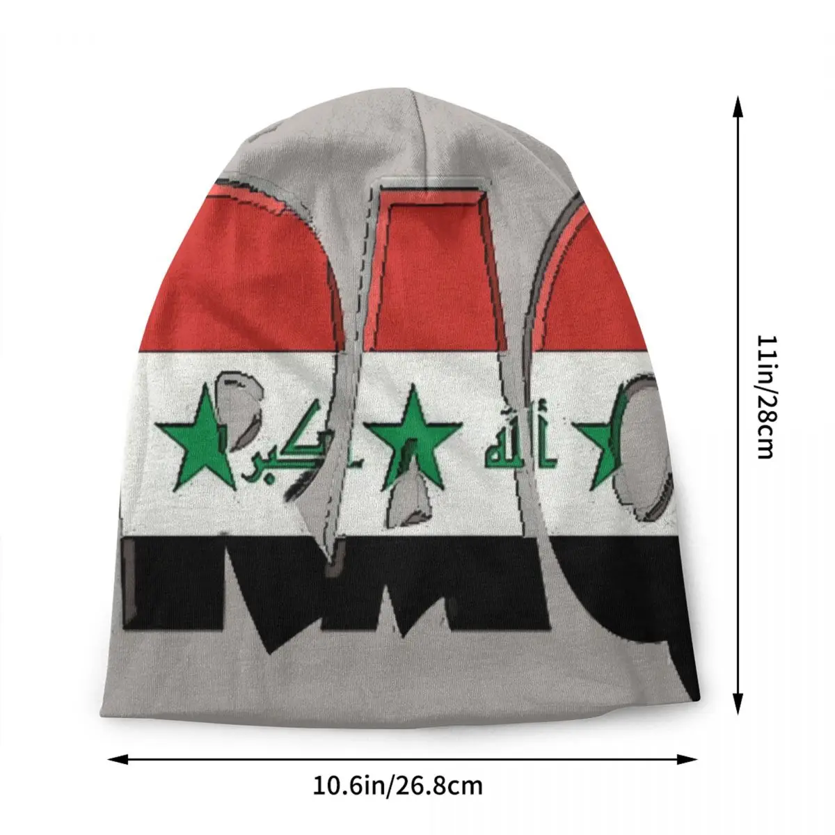 Custom Iraq Font With Iraqi Flag Print Skullies Beanies Caps Unisex Winter Warm Knitted Hat Hip Hop Adult Bonnet Hats Ski Cap