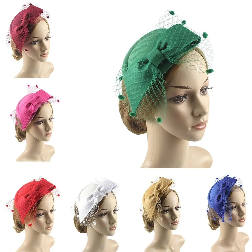 خمر شبكة أغطية الرأس الزفاف الزفاف قطع زينة قبعة الشاي حزب أغطية الرأس مع كليب