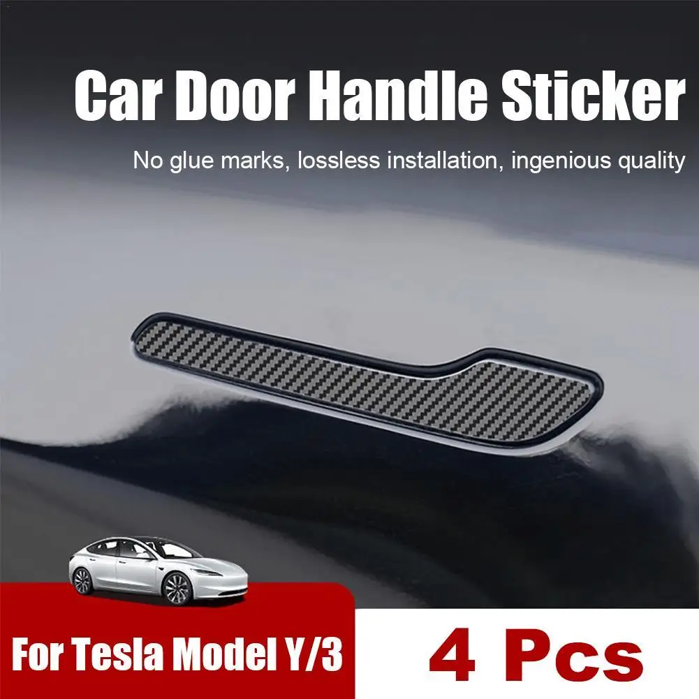

4pcs Door Handle Sticker For Tesla Model Y Juniper 2025 Door Wrap Cover Paste Protector Modification Accessories 2025
