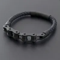 Punk Biker Chain Hand Woven Leather Bracelet with Metal Buckle Men's Punk Rock Party Jewelry