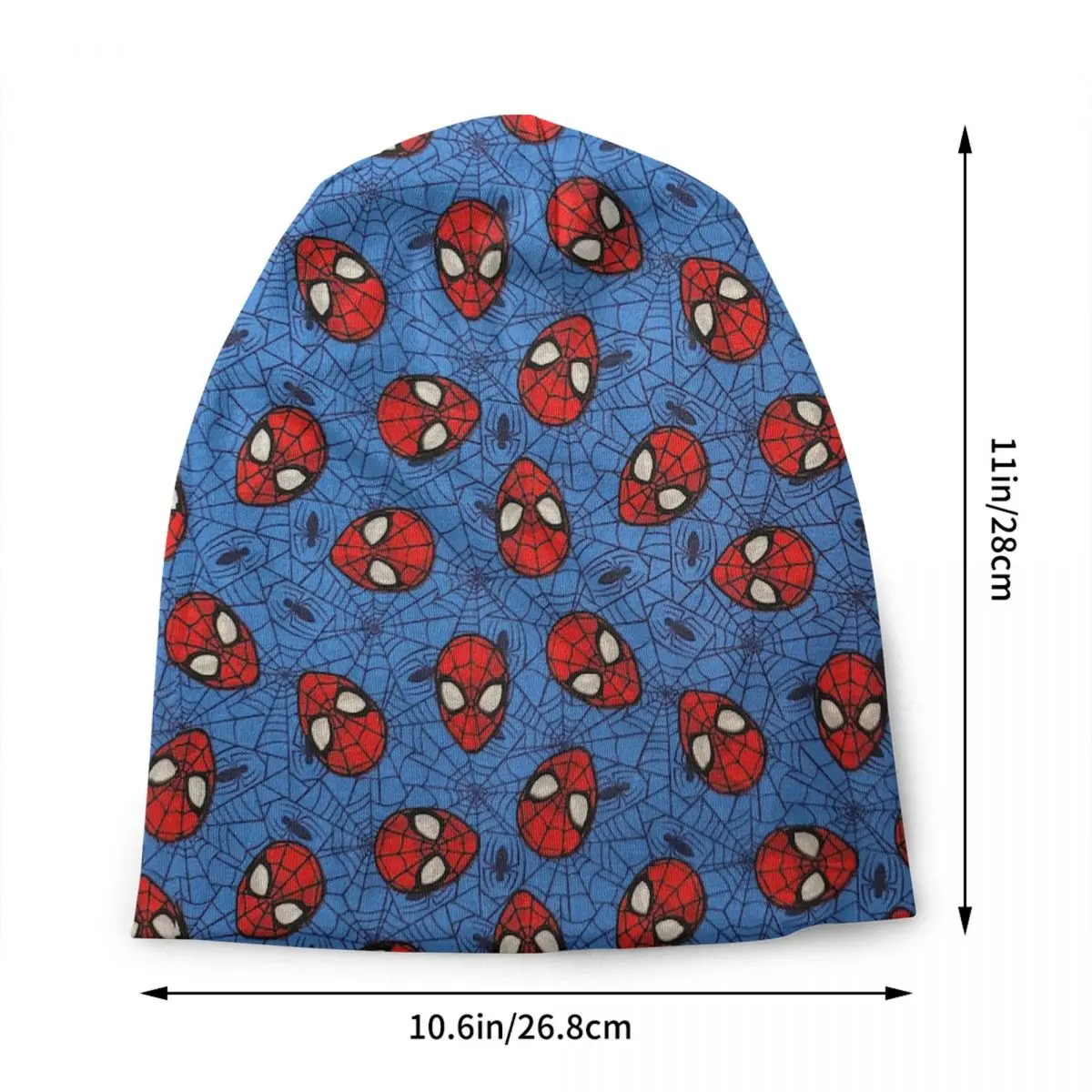 Custom Spider Man Face Toss With Web On Blue Quilt Bonnet Hat Knit Hats Fashion Unisex Adult Warm Winter Skullies Beanies Caps