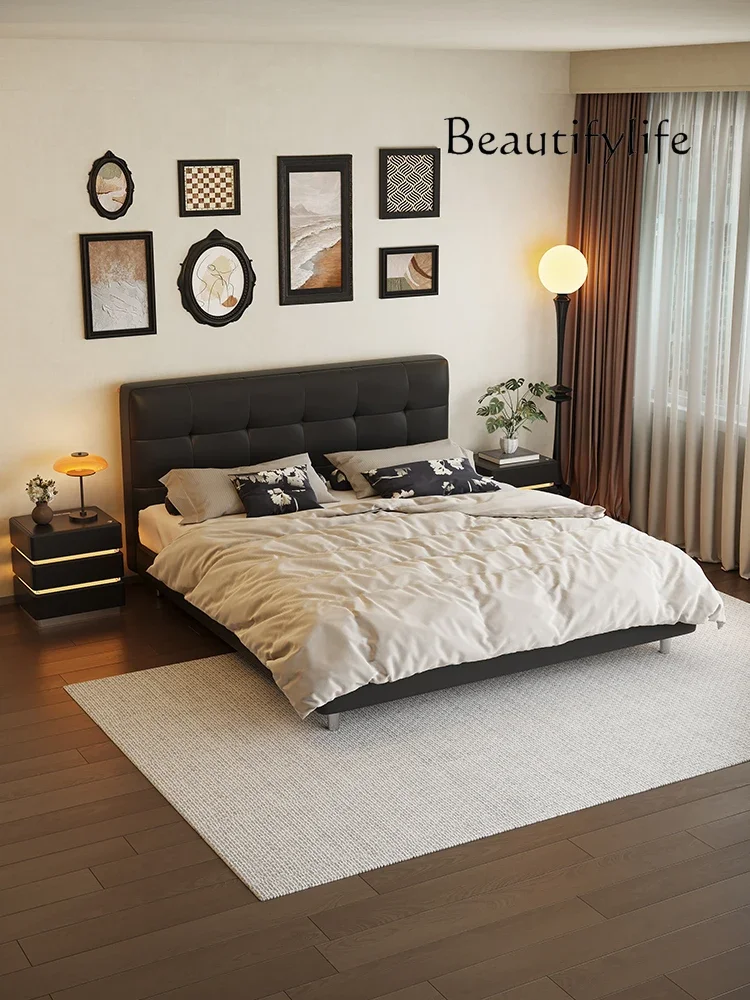

muebles para hogar Small Apartment Master Bedroom 1.8 M Large Bed Modern Simple Black 1.5M Double Marriage Bed
