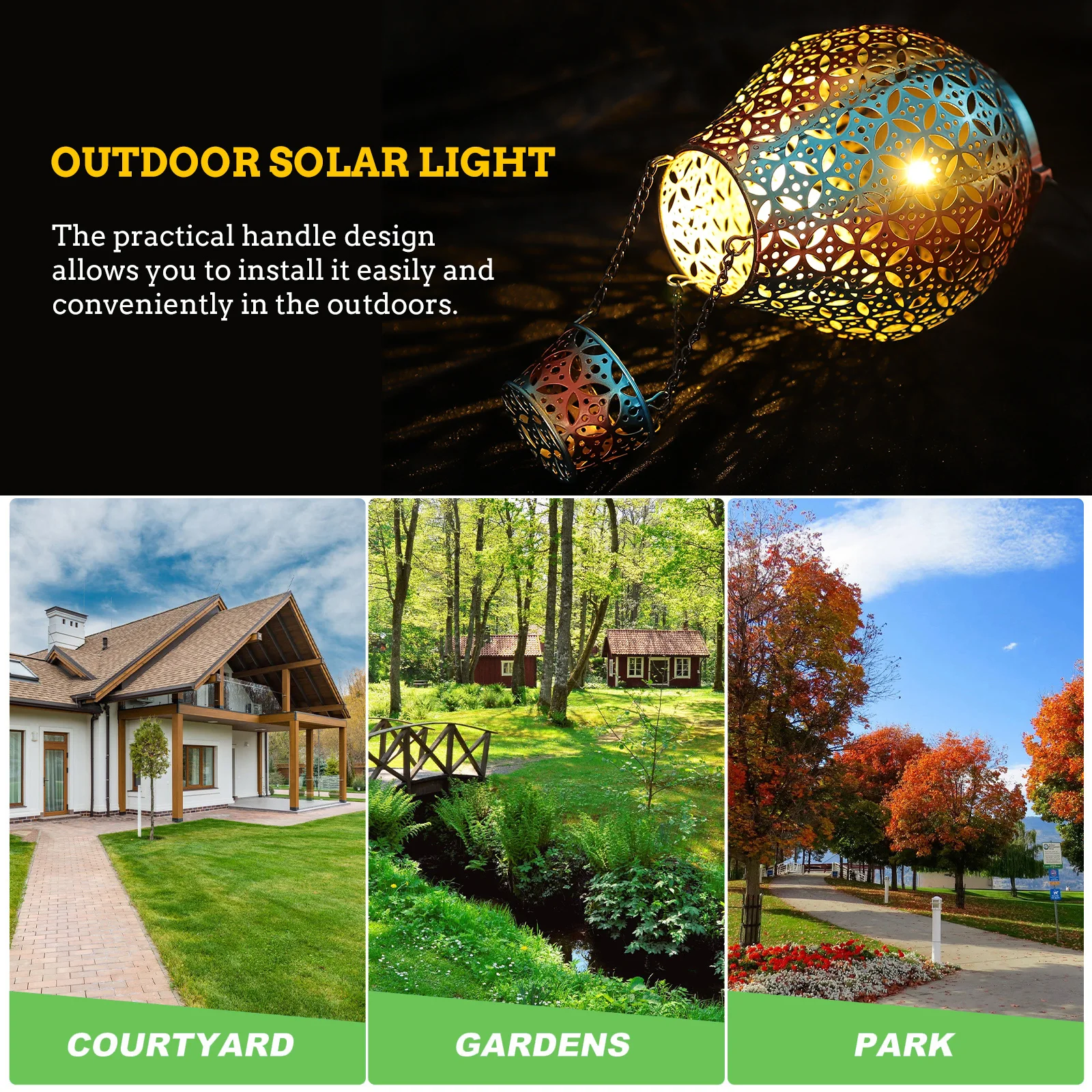

Durable Iron Solar Hanging Lantern Hot Air Balloon Outdoor Light for Garden