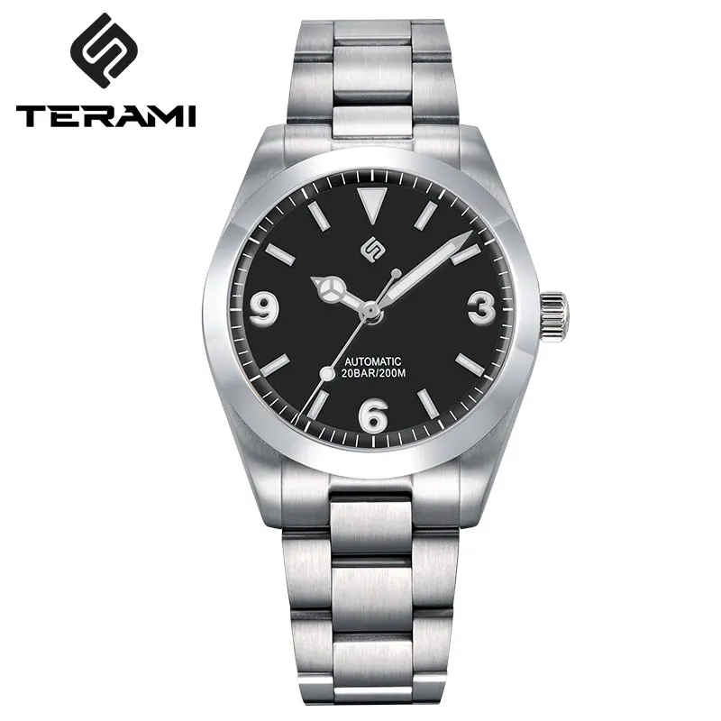 TERAMI-reloj mecánico automático para hombre, pulsera con revestimiento de zafiro, 20 Bar, ATM, luminoso, NH35, K1, 39mm, nuevo, 2024