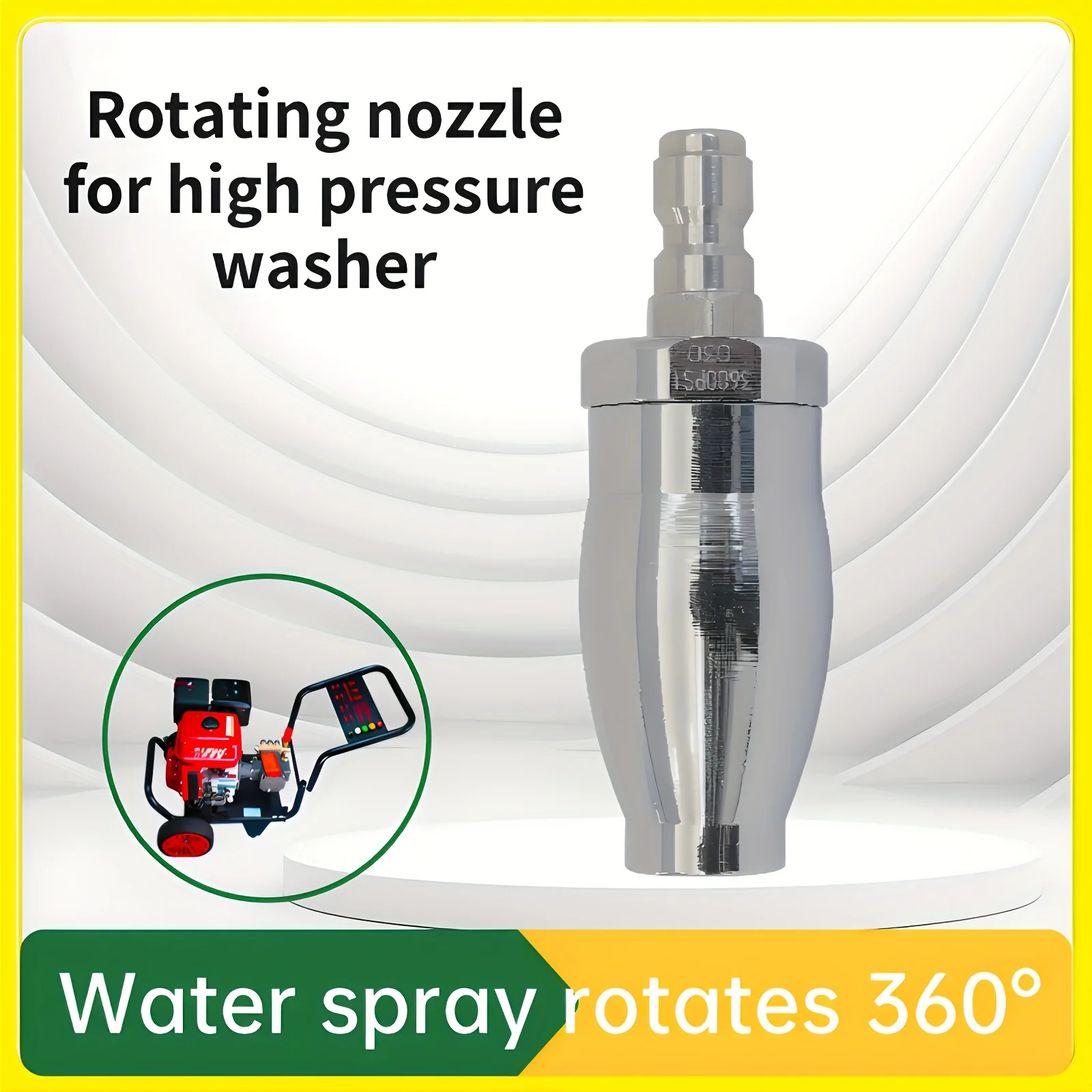 

1/4" Quick Plug Pressure Washer Rotating Nozzle, 360° Turbo Spray Tip, 3600 PSI, for Concrete Driveway Patio Cleaning