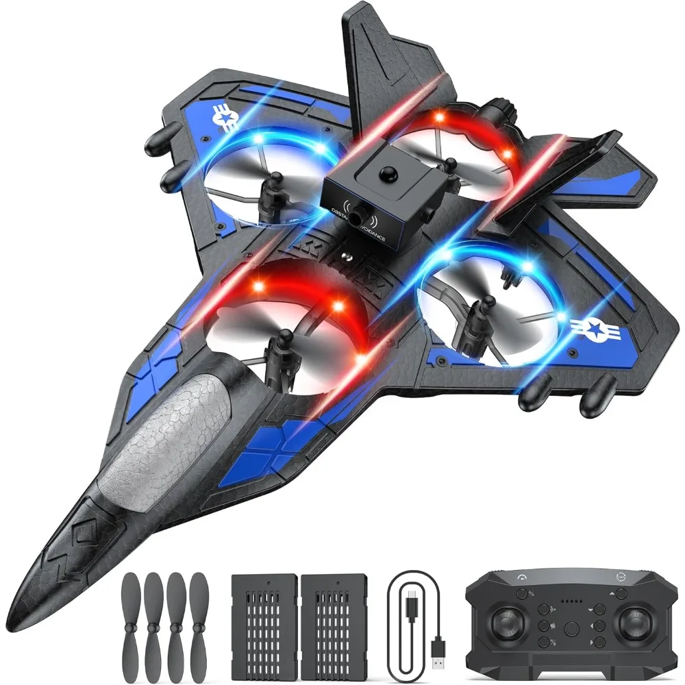 2.4GHz Remote Control LED Lighted Airplane with 360-Degree Stunts, 6-Axis Gyro, and Crash-Resistant Foam Construction for 40-Min
