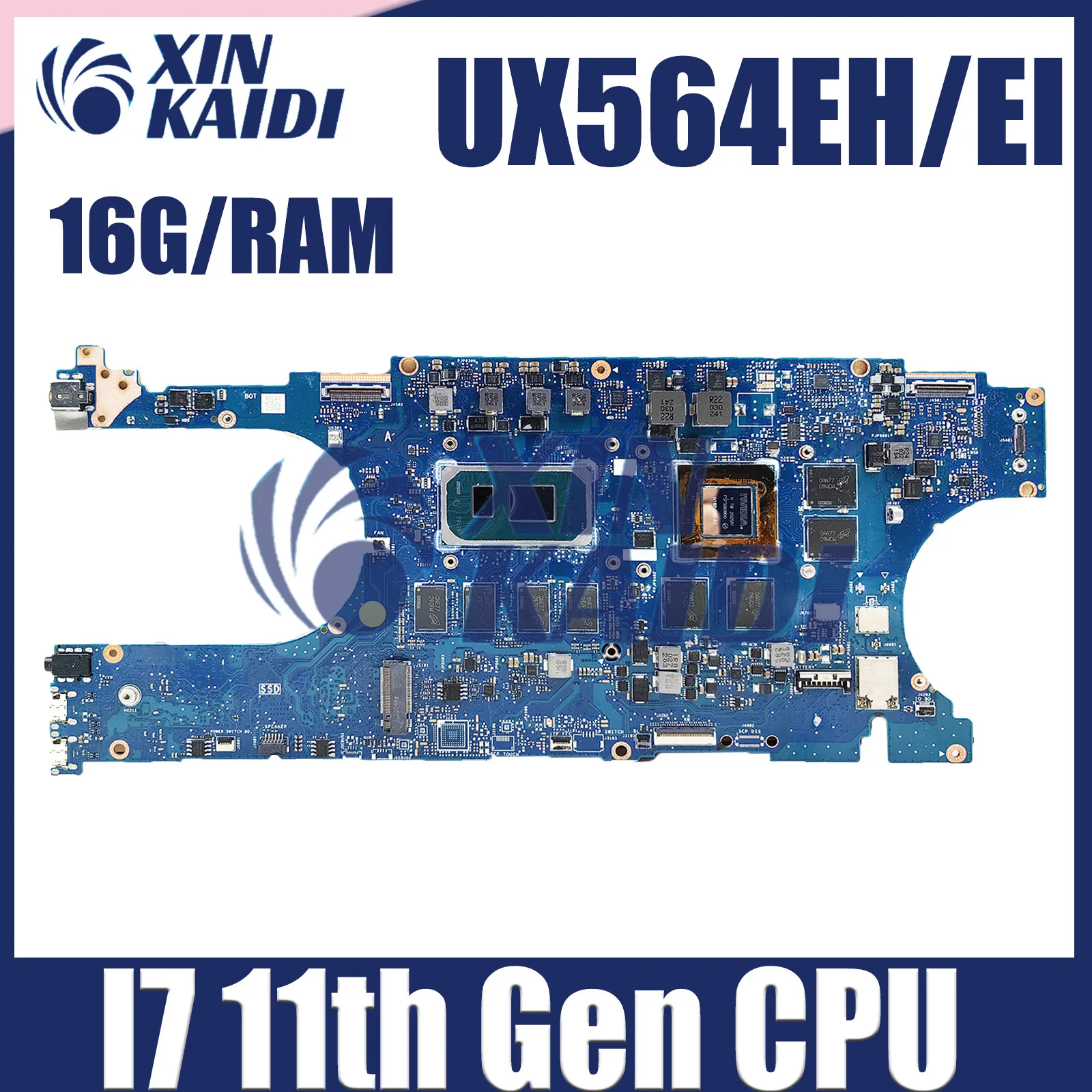 

Laptop Motherboard For Asus Zenbook Flip UX564EI UX564EH Q538EI Computer Mainboard i5 i7 11th CPU 16G RAM GTX1650 GTX1650TI