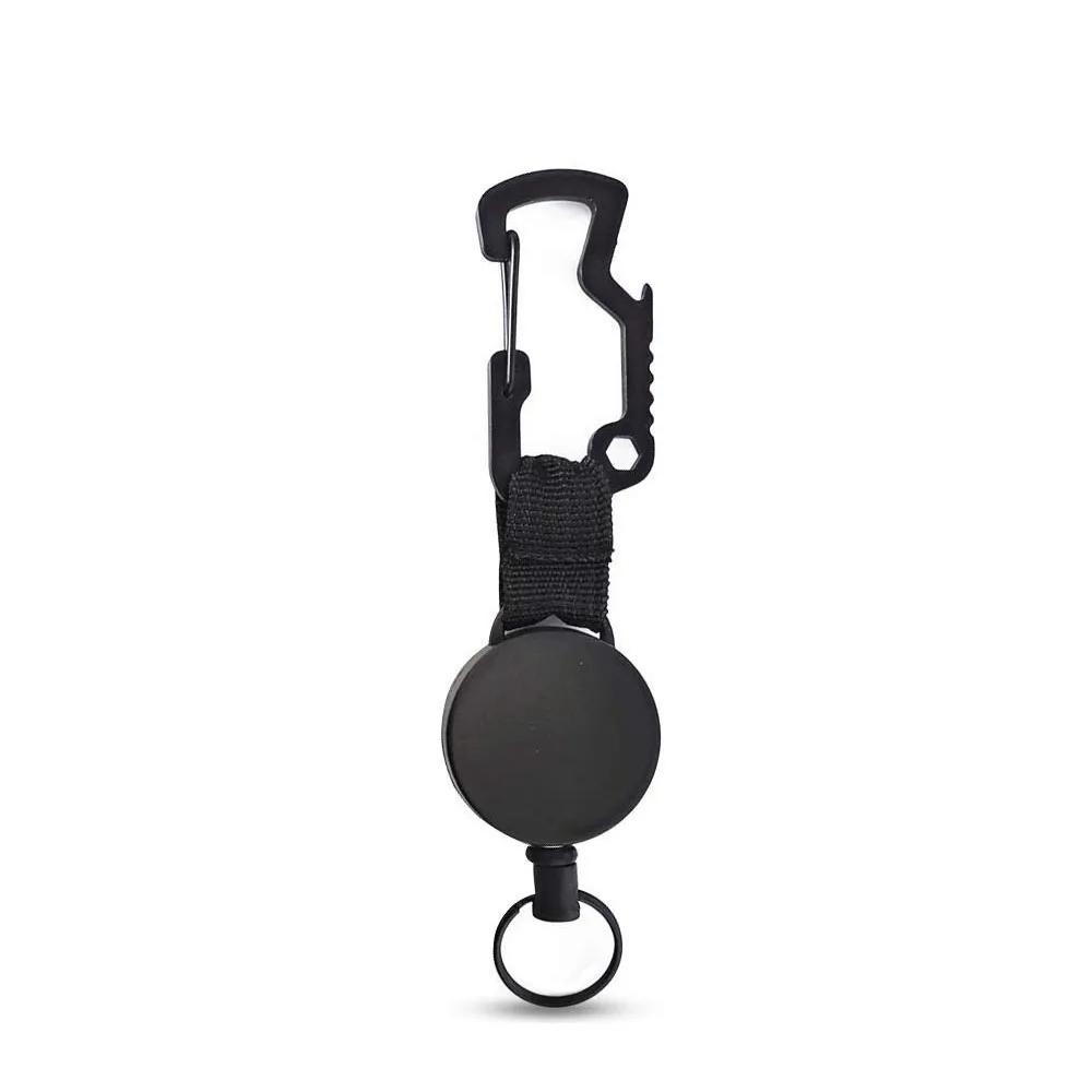 Recoil Belt ID Lanyard Carabiner Retractable Pull Opener Badge Holder Clip Badge Reel Keychain Key Ring Clips