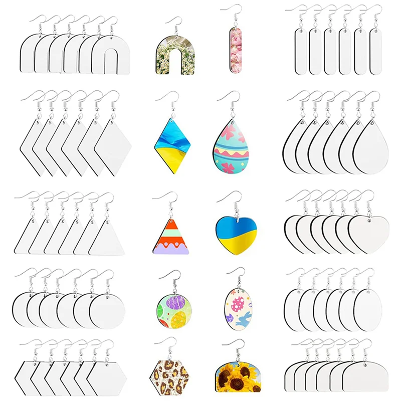 

AOAO-120Pcs Sublimation Blank Earrings, Earrings Heat Transfer, Unfinished Earring With Hooks For DIY Sublimation Accessories