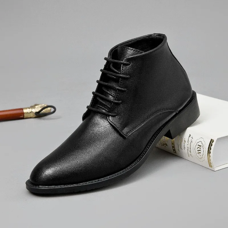 New PU Brown Fashion Versatile Business Casual British Style Street Party Wear Classic Ankle Boots Chelsea Boots Men Shoes