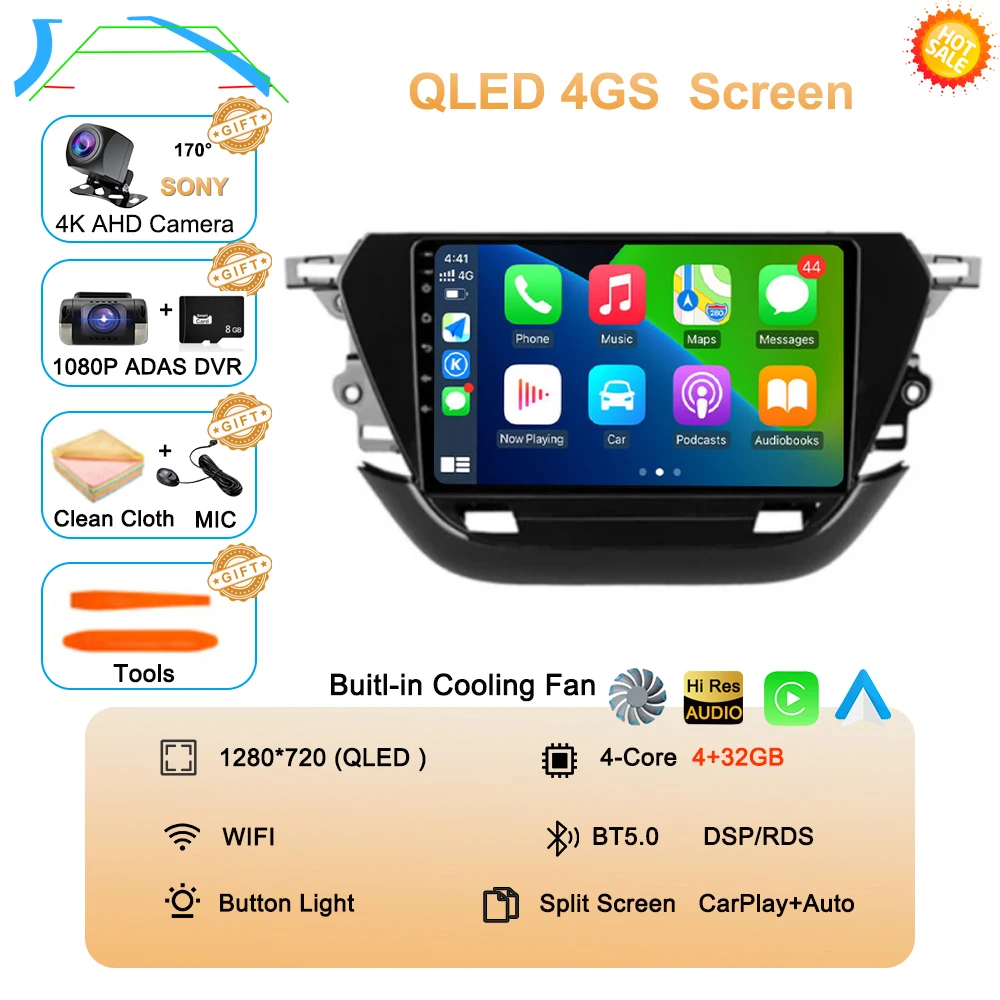 Android 16 autoradio voor Opel Corsa F 2019-2023 touchscreen, autoradio, videospeler, navigatie, GPS, multimedia, BT, Carplay