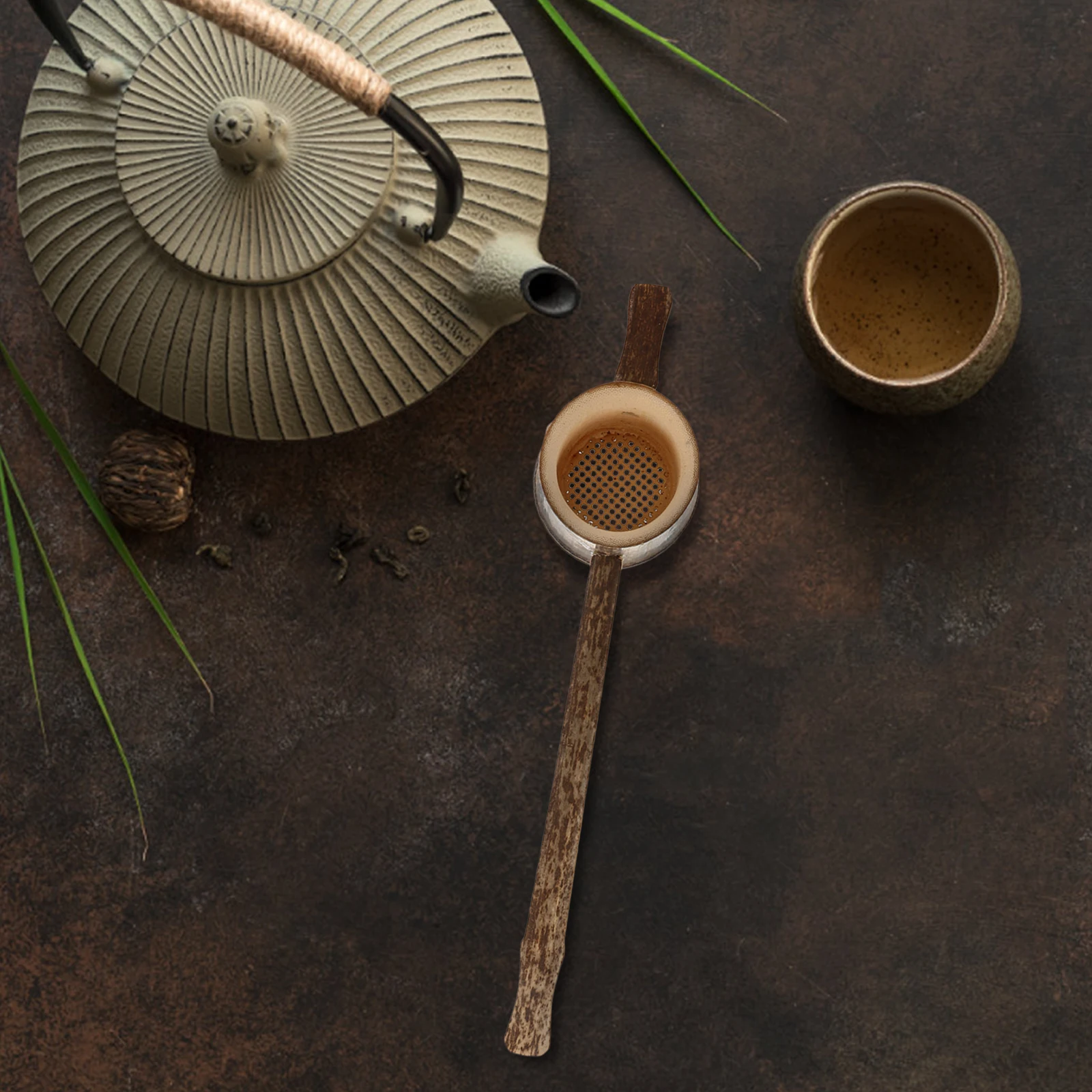 Theelekscheider Losbladige zetgroep Handgemaakte filter Bamboe zeef Handleiding