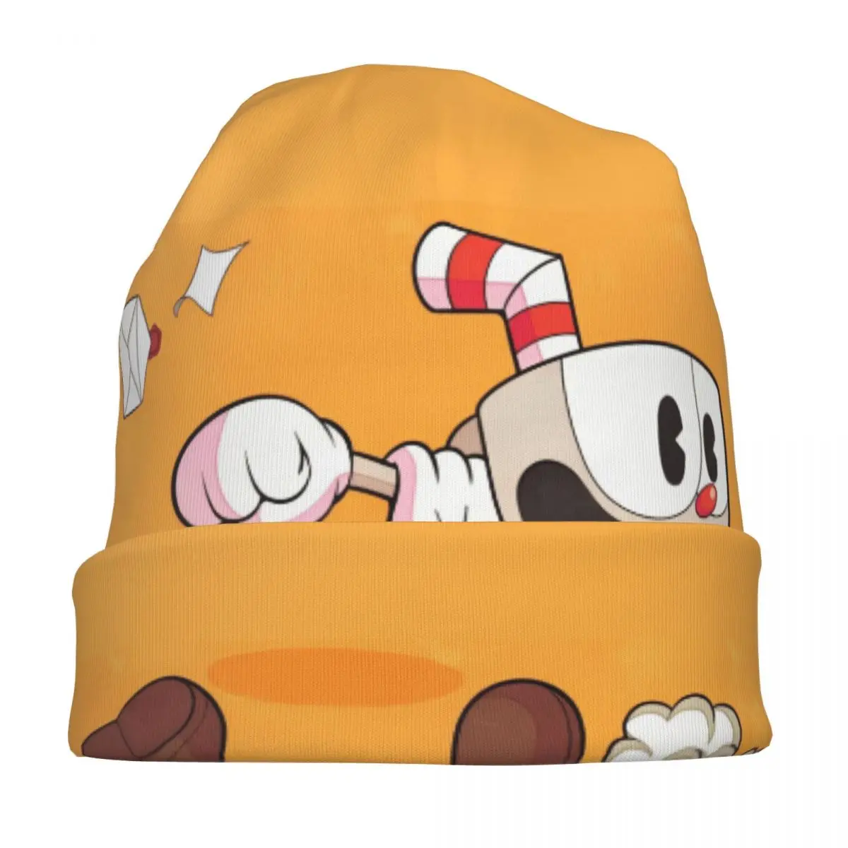 Great Retro Game Battle Cuphead Bonnet Hat Indie Shooting Games Cuphead Skullies Beanies Hats Men's Women's Warm Head Wrap Cap