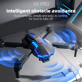 X6 optical flow positioning foldable drone dual camera led light auto tethering obstacle avoidance smart return emergency stop