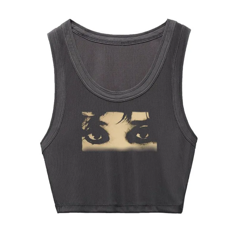 Y2K Clothing Women's Summer 2000s Retro Portrait Print Harajuku Street Garbage Jacket Gothic Fashion Gothic Skull Print Tank Top