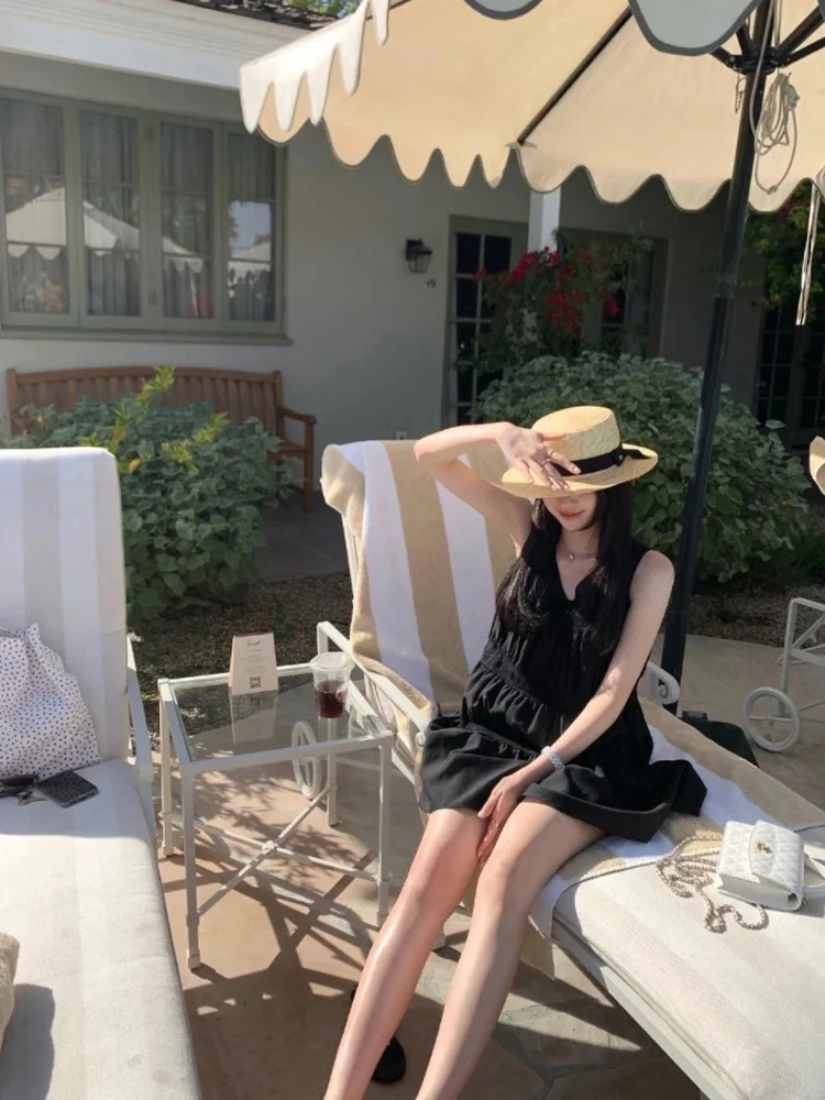 Emagrecer V-Ne Svel feminino Dr Dongda Gate saia de bolo em camadas ocultando carne Little Bla Dr casual cintura alta...