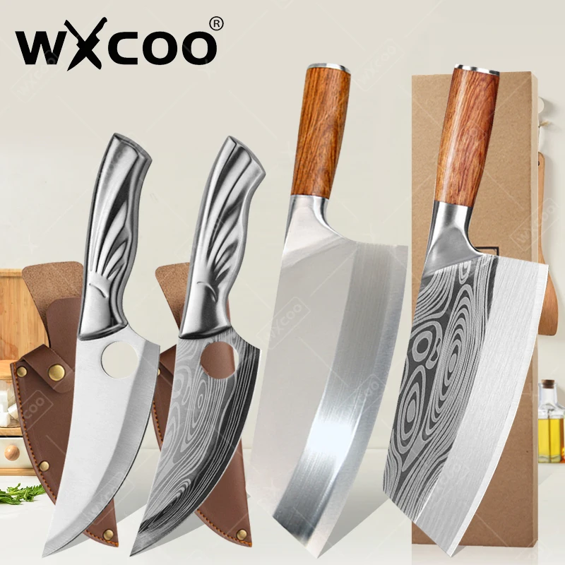 WXCOO Edelstahl Kochmesser Küche Fleischbeil Metzger Ausbeinmesser Obst Schälmesser Schweinefleisch Rindfleisch Schaf Fisch Schneidwerkzeuge
