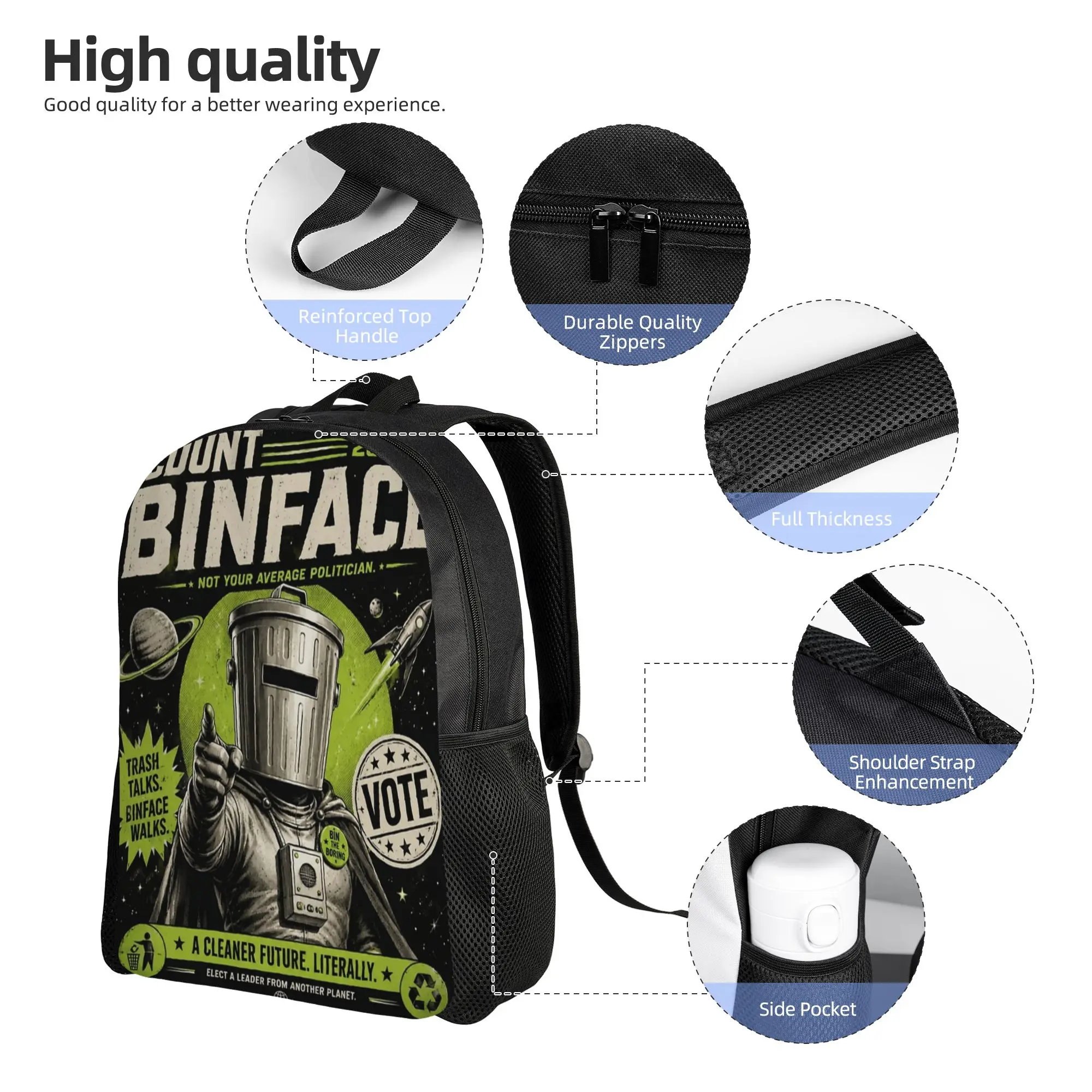 Vote Binface Count Binface Fashion Backpack Durable High School  Daypack for Men Women College Shoulder Bag