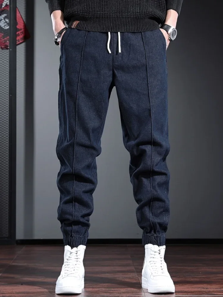 Jean Baggy Bleu Décontracté pour Homme, Taille artificiel astique, Pantalon Crayon, Streetwear, Proximité, Wstring, Jogging, Denim Solide, Fjj, Automne