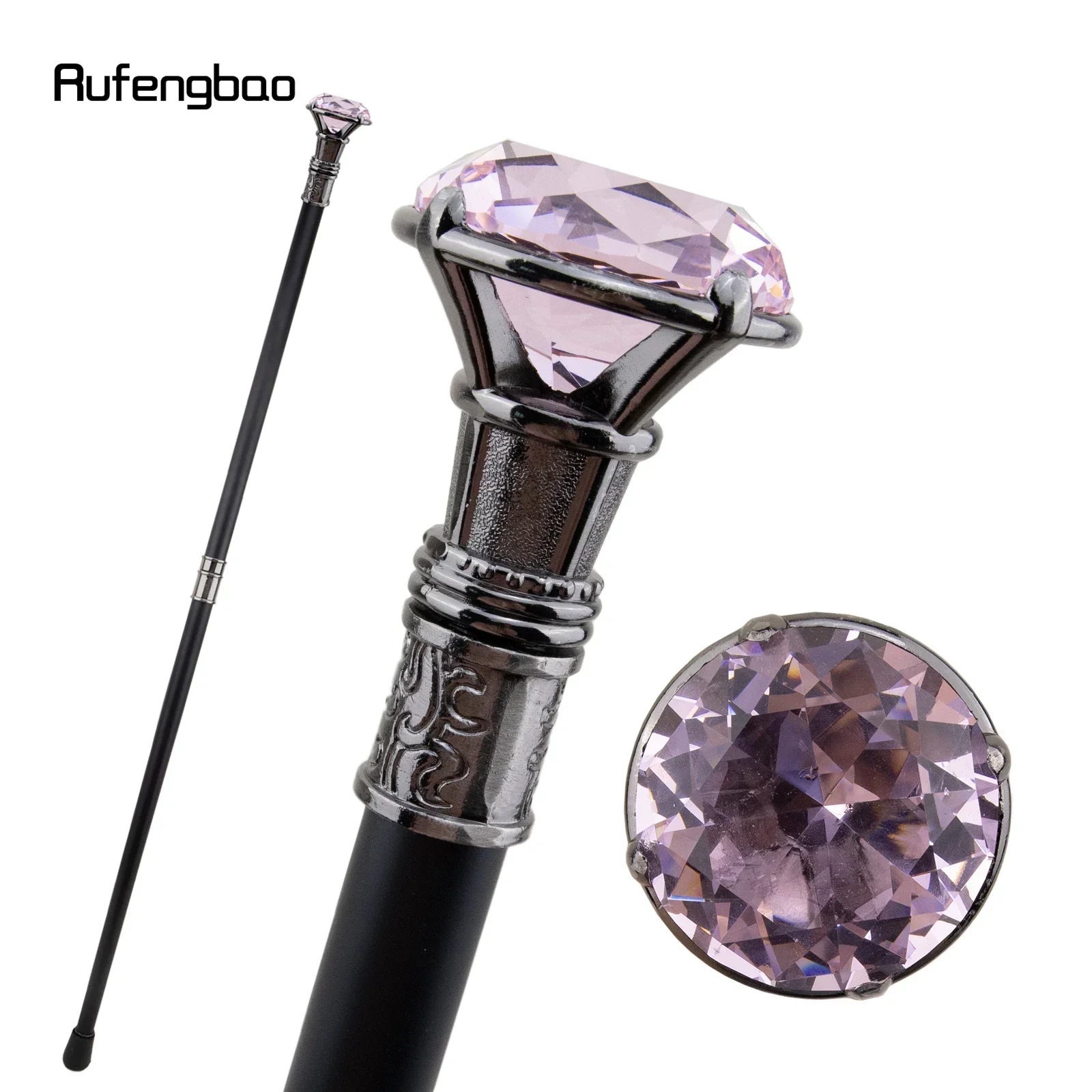 Pink Diamond Type Silver Walking Cane Fashion Decorative Walking Stick Gentleman Performance stage Cane 93cm