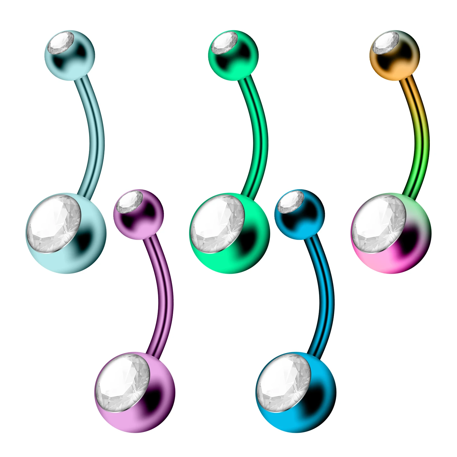 1pc Fashionable Colored Bellybutton Piercing Smooth Steel Ball Stainless Steel Belly Nail Punk Body Piercing Woman‘s Jewelry