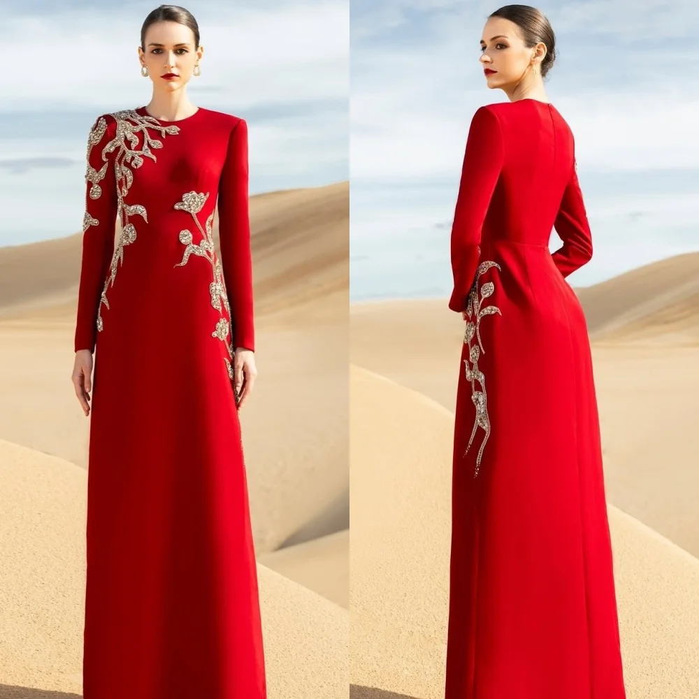 

Customized Modern Style Jersey Sequined A-line Scoop Neck Long Dresses Bespoke Occasion Intricate Elegant