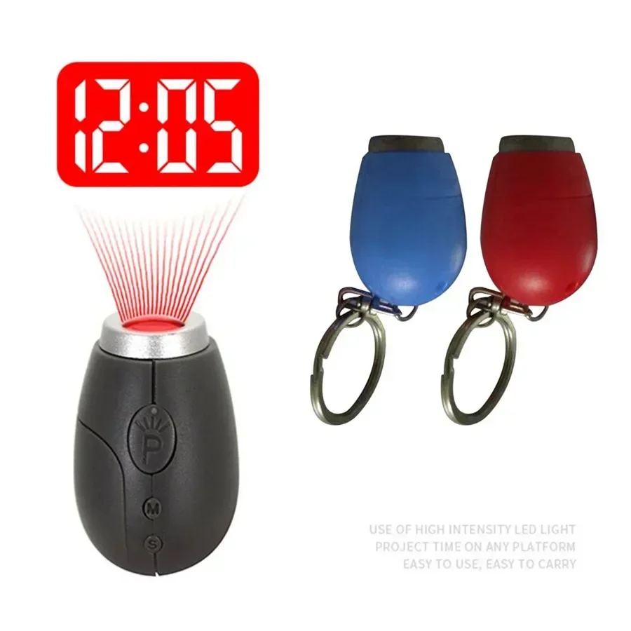 Mini Digital Projection Clock Portable LED Wall Ceiling Time Projection Watch Magic Night Light Electronic Clock key chain decor