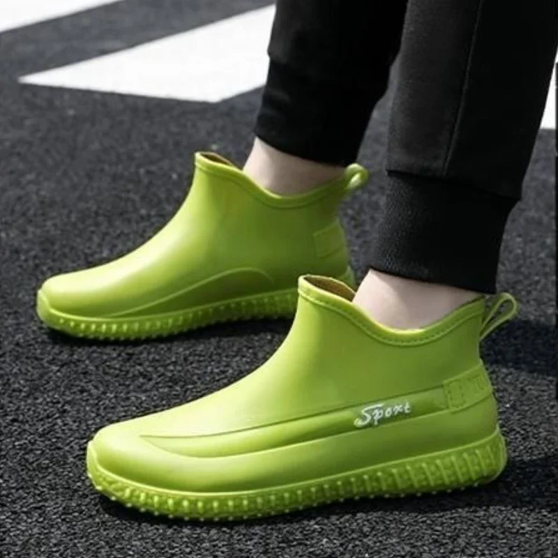 

Alphabet Non Slip Ankle Rain Boots for Men Soft Rainy Day Fashion Man Shoes Wellies Garden Designer Pvc Waterproof Mud Gumboots