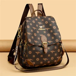 Frauen Weiche Leder Rucksack Vintage Print Hohe Qualität Sac A Dos Casual Reise Damen Bagpack Mochila Schule Bookbag Rucksack