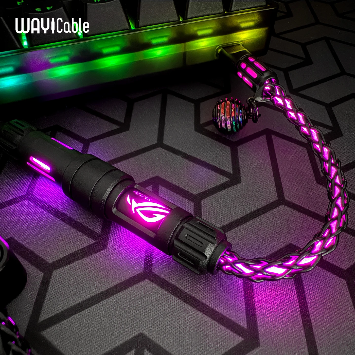 

WAYiCabte 8K Single Crystal Copper Keyboard Airplug Cable Usb To Typec RGB Keyboard Cable for Wooting/ROG/MADLIONS FIRE68