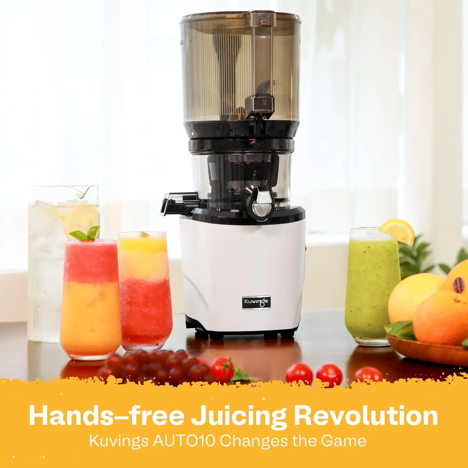 Cold Press Juicer White - Hands-Free Masticating Juicer With 240W Motor - Quiet Electric Juicer Machine With 100 Ounce Batching