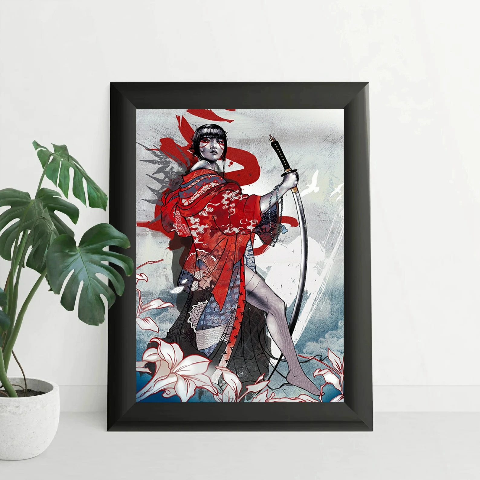 Japanese Woman Samurai 5D DIY AB Drills Diamond Painting Embroidery Art Cross Stitch Mosaic Pictures Home Decor 2022 New Arrival