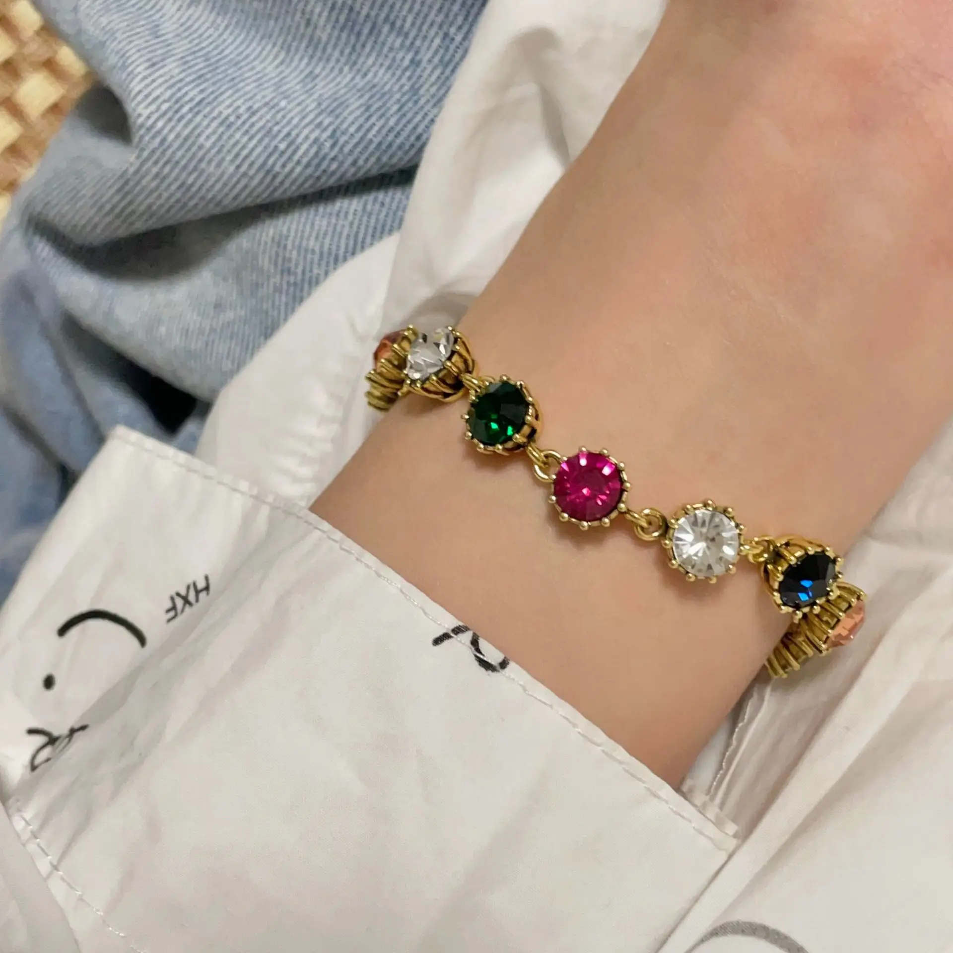 New Arrival Colorful Crystal Bracelets Fashion Strand Bracelet Women Vintage Jewelry