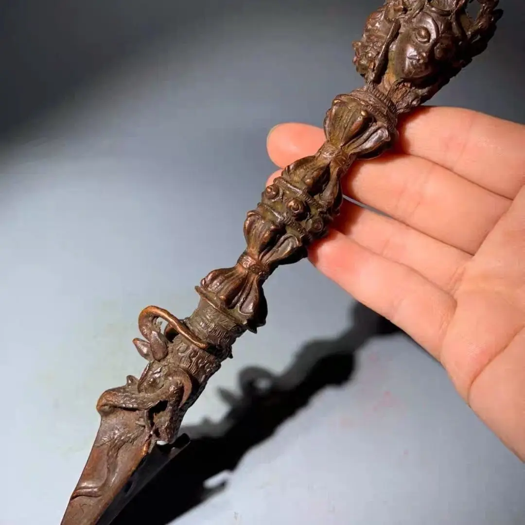 Large Diamond Rod Pure Copper Demon Suppressing Pestle Three-sided Buddha Indoor Five Elements Pendant Table Top Ornament Dirty
