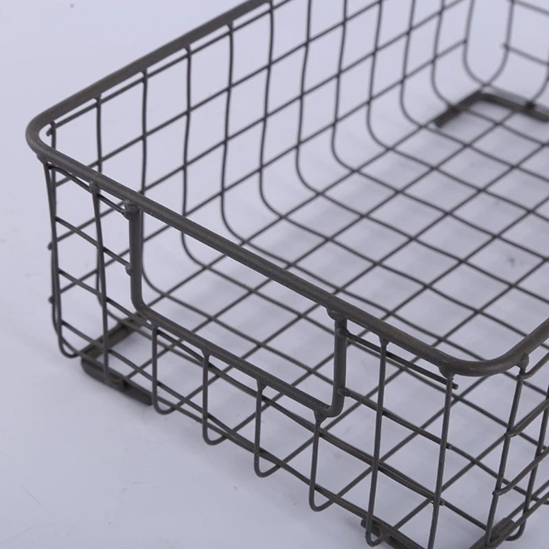 Metal Wire Storage Basket with Handle Wrought Iron Art Fruit Vegetable Snacks Holder Sundries Container NEW arrival