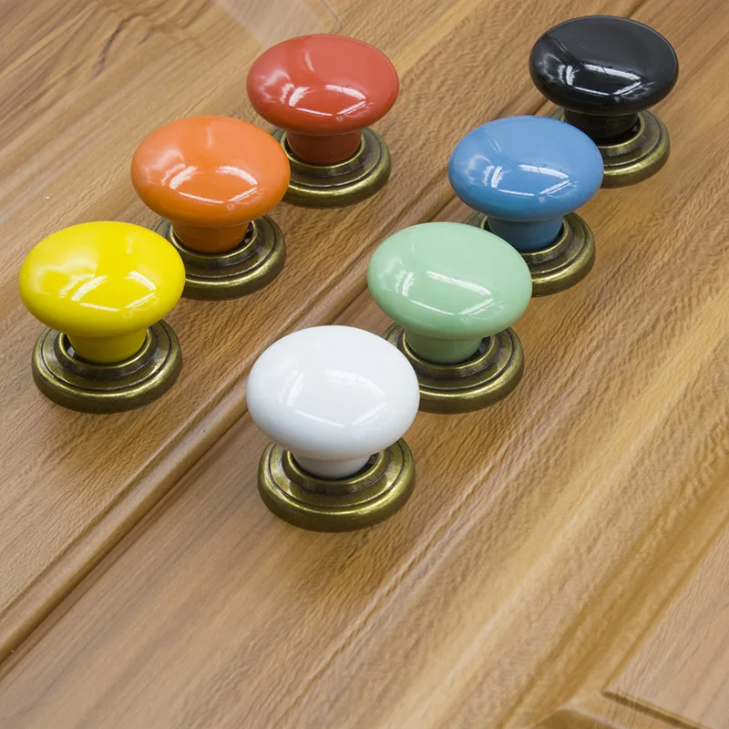 

Single hole round wardrobe cabinet door handle modern simple color gold ceramic zinc alloy drawer cabinet handle