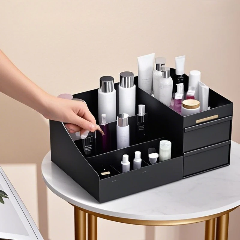 

1 PCS White New Drawer Makeup Storage Box Dormitory Finishing Plastic Shelf Cosmetics Skin Care Dressing Table Desktop
