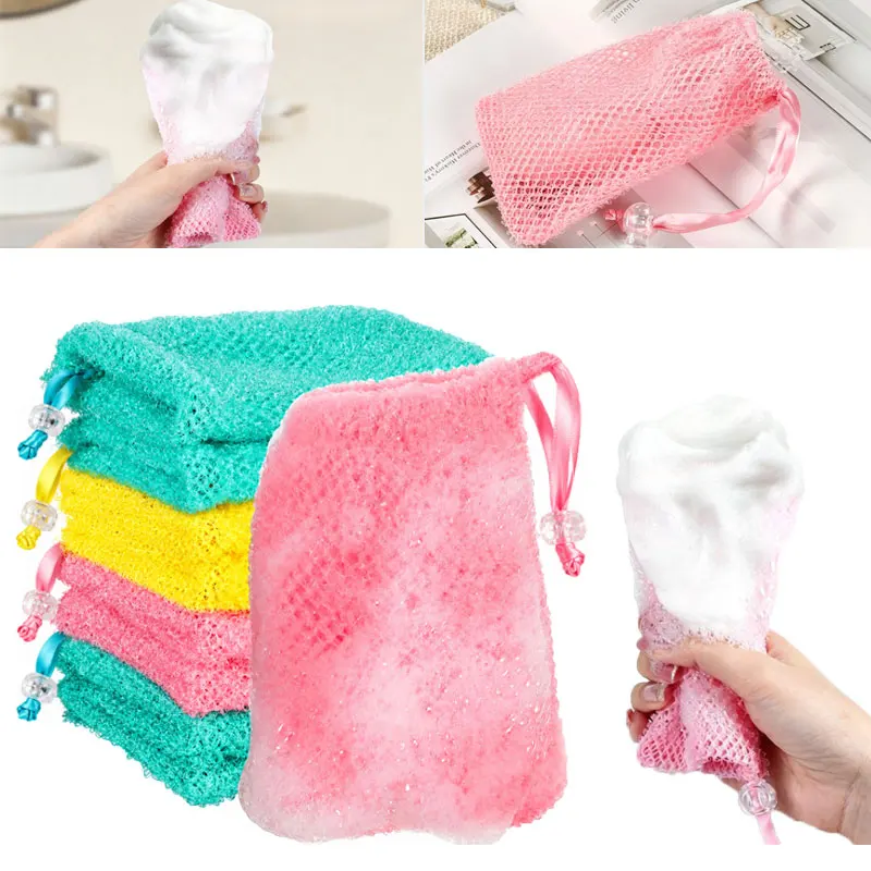 2/4/6pcs Thicken Nylon Soap Saver Bag Pouch Bar Plentiful Bubble Foam Soap Bags Exfoliating Soap Mesh Bags for Shower Soaps