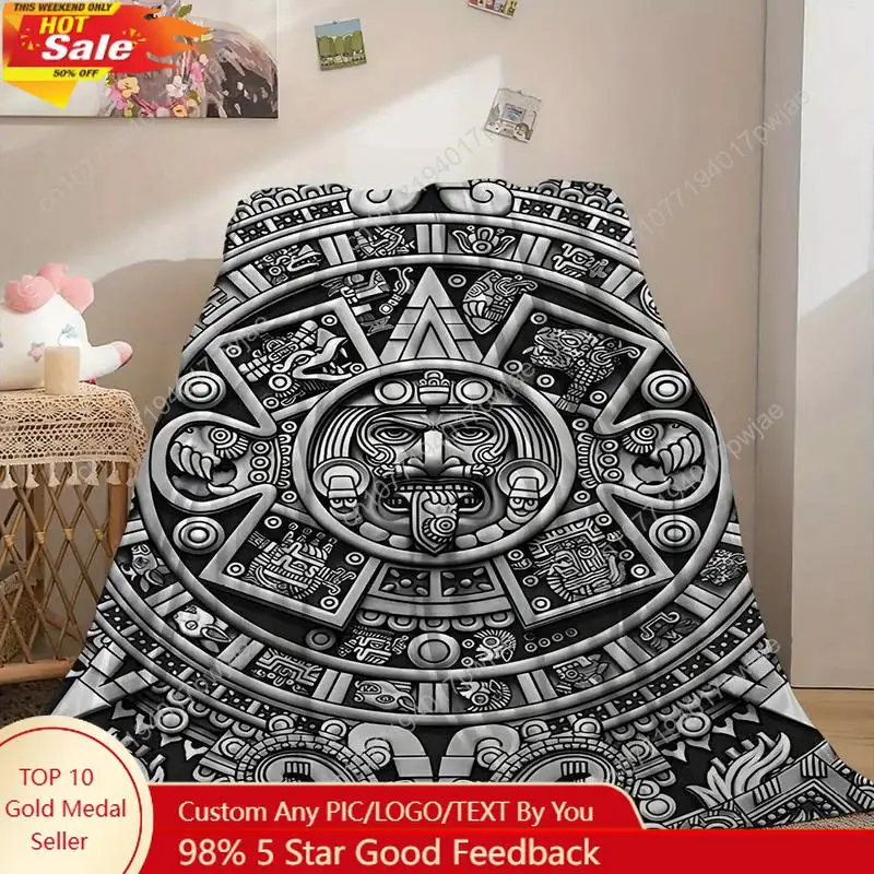 

Cozy All-Season Flannel Luxurious Plush Totem Print Blanket Vibrant Intricate Design for Sofa Bed Office Custom blankets