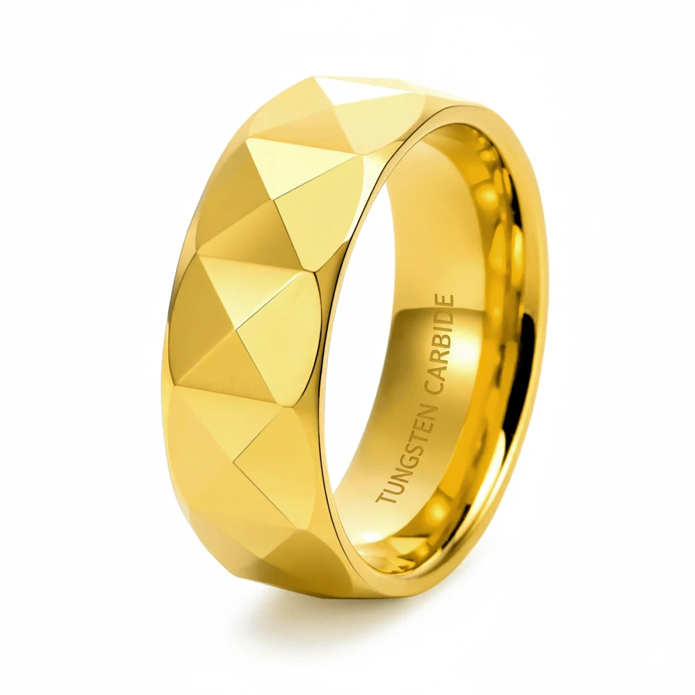 Hochwertiger 6mm 8mm Wolframcarbid-Ring für Herren & Damen, vergoldeter Fingerschmuck, Herrenmode, Unisex-Band