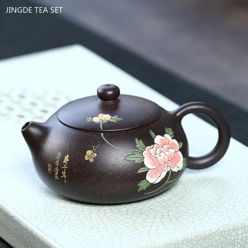 

160ml Black Gold Sand Purple Clay Teapot Ball Hole Filter Tea Infuser Handmade Zisha Xishi Tea Pot Chinese Tea Ceremony Supplies