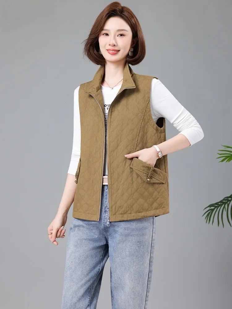 

Весенне-осенний женский жилет, повседневный жилет больших размеров для похудения, жилет с наконечником, верхняя одежда, удобная хлопковая смесь