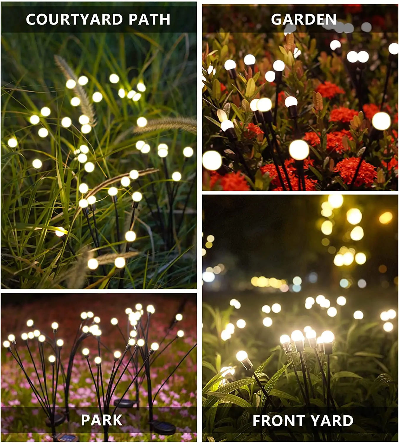 Solar Powered Firefly LED Lights, Starburst solar impermeável balançando luzes, Quando o vento sopra, Jardim solar ao ar livre